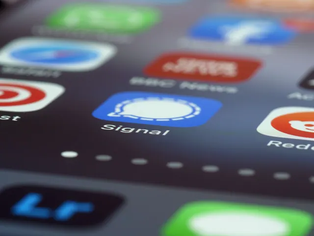 Detailed view of various app icons on a smartphone screen highlighting Signal app. Ranking signals platforms explained with examples